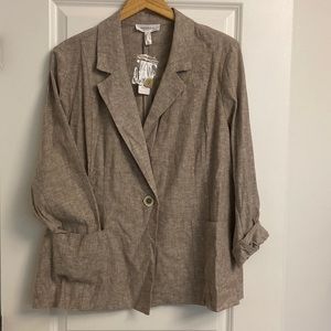 Addition-Elle Linen Blazer. Size 22. Taupe. NWT
